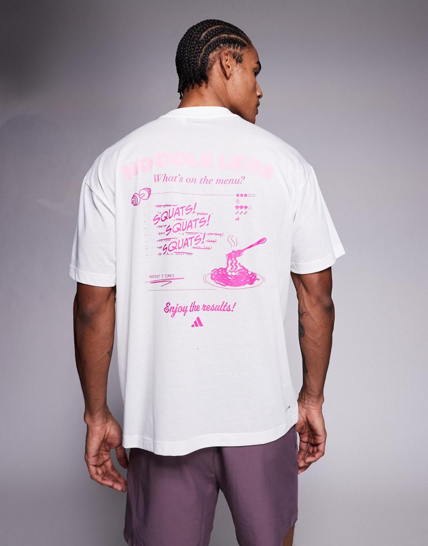 adidas Training - T-Shirt in Weiß mit „Noodle Legs"-Rückenprint von adidas performance