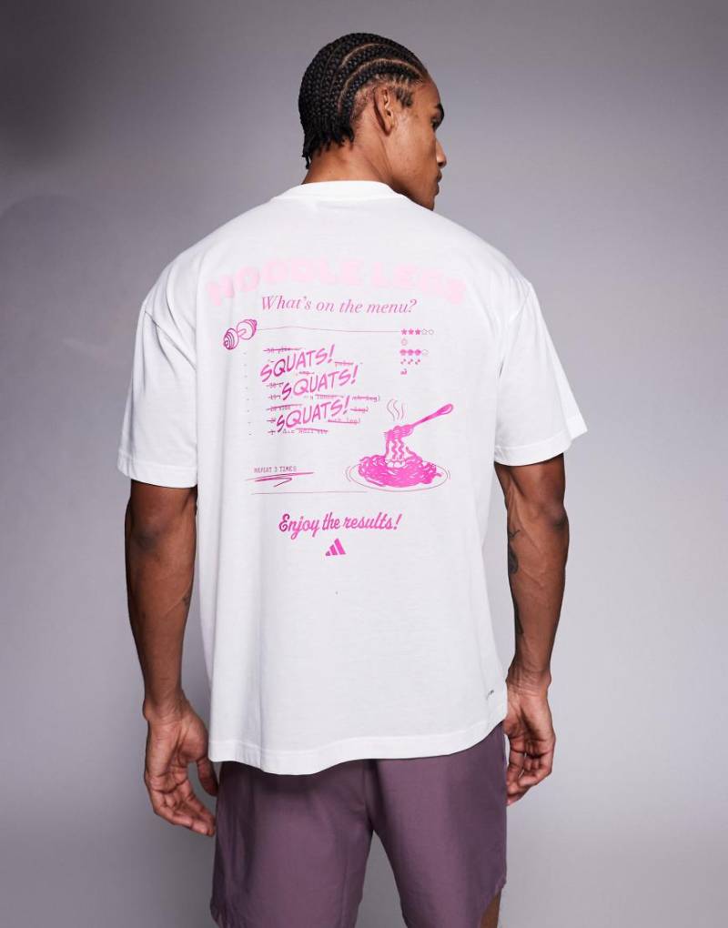 adidas Training - T-Shirt in Weiß mit „Noodle Legs"-Rückenprint von adidas performance