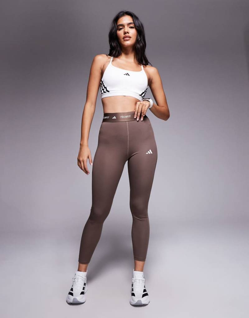 adidas - Training Tech Fit - 7/8-Leggings in Dunkelbraun-Brown von adidas performance