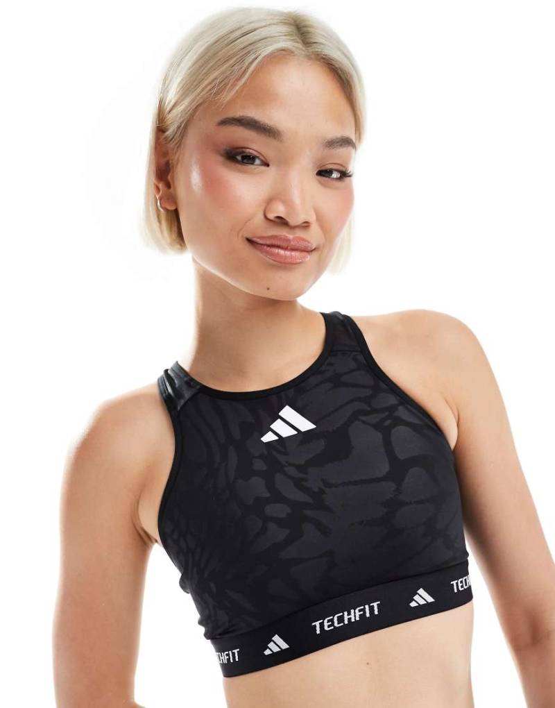 adidas - Training Tech Fit - Sport-BH mit schwarzem Print von adidas performance
