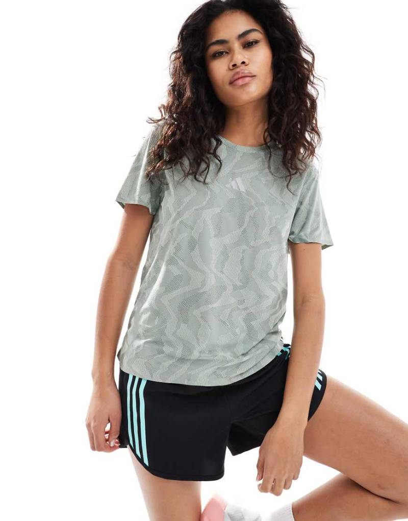 adidas Training - Ultimate - T-Shirt mit Print in Silber und Grün-Grau von adidas performance
