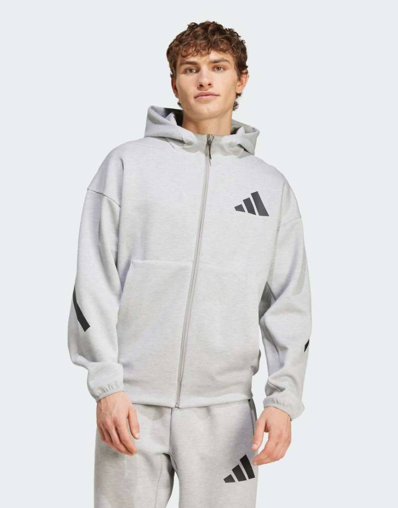 adidas Originals - Z. N.E. - Hochwertige Trainingsjacke in Grau mit Reißverschluss und Kapuze von adidas performance