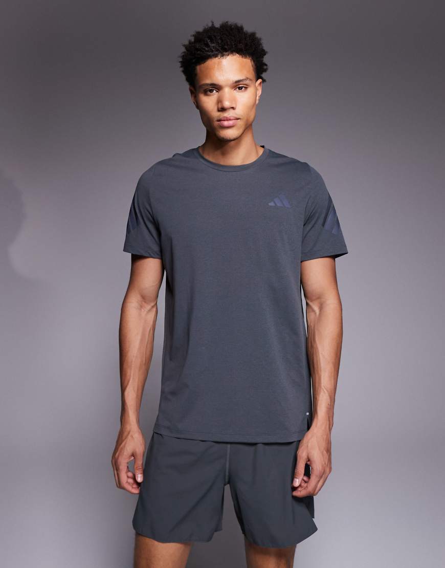 adidas - adi365 - Lauf-T-Shirt in Grau mit den drei Streifen von adidas performance