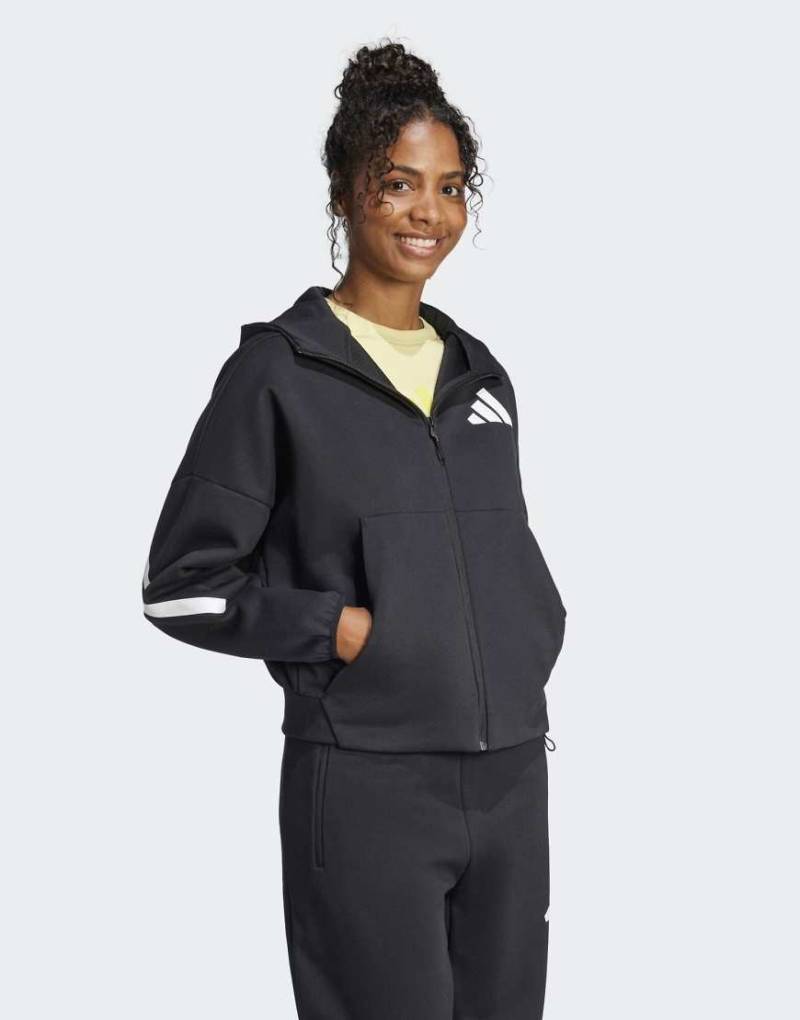 adidas performance - Adidas Z. N.E. - Kapuzenjacke in Schwarz / Weiß von adidas performance