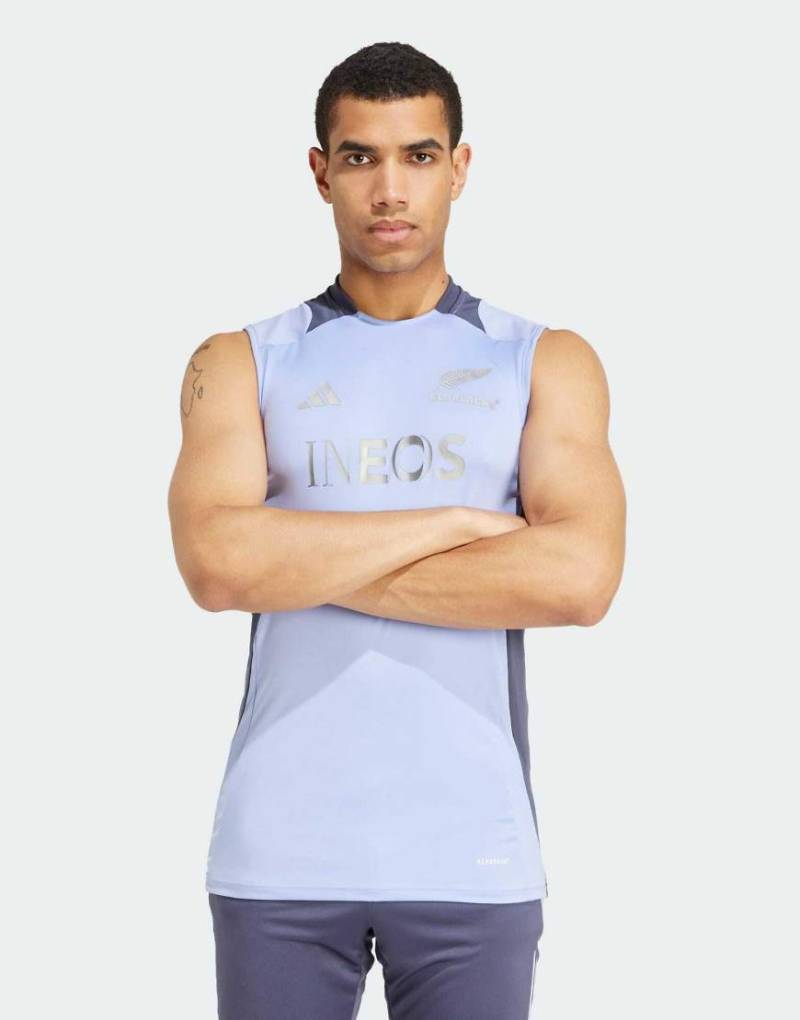 adidas performance - All Blacks - Ärmelloses Aeroready-Rugby-T-Shirt in Blauer Funke von adidas performance