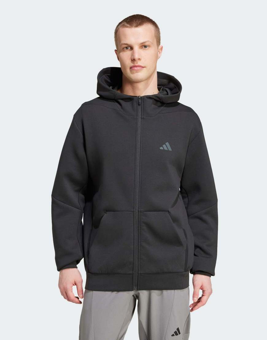 adidas performance - Designed For Training - Trainingsjacke in Schwarz mit durchgehendem Reißverschluss von adidas performance