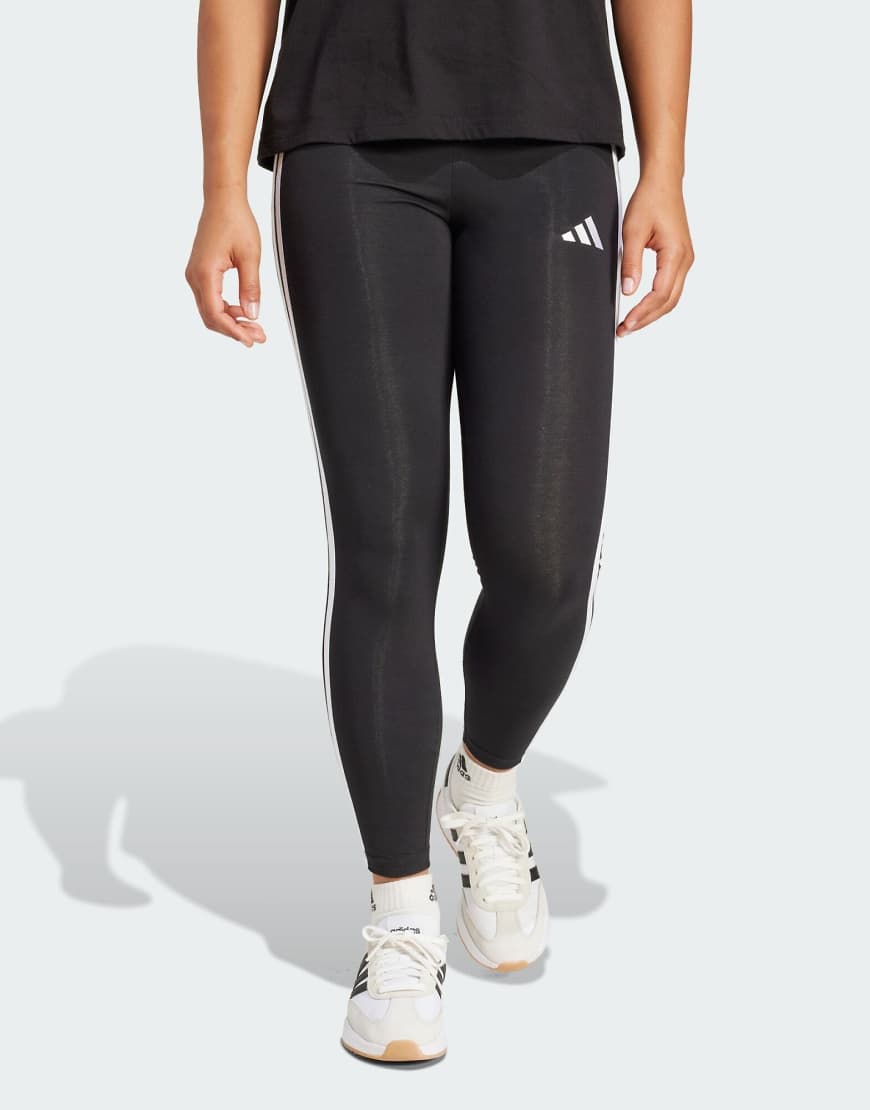 adidas performance - Essentials - Baumwoll-Leggings in Schwarz / Weiß mit den drei Streifen adidas performance - Essentials - Baumwoll-Leggings in Schwarz / Weiß mit den drei Streifen von adidas performance