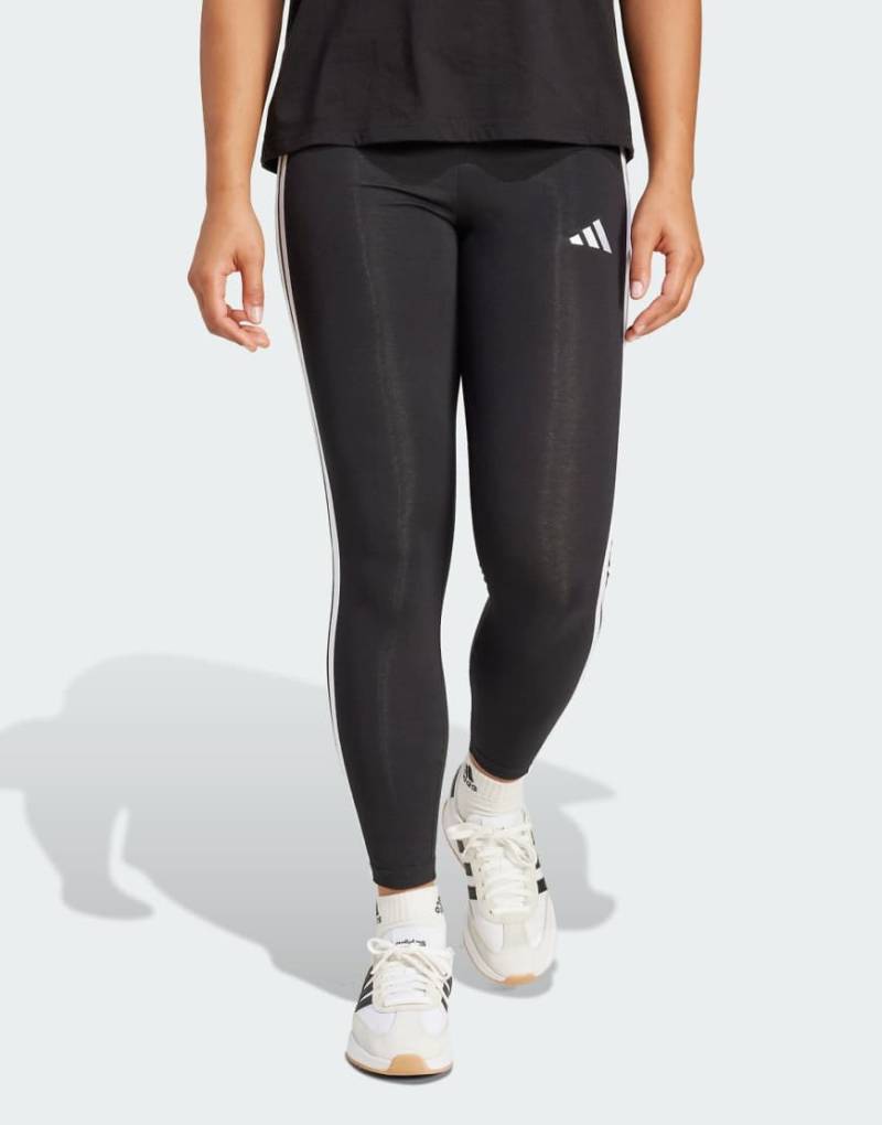 adidas performance - Essentials - Baumwoll-Leggings in Schwarz / Weiß mit den drei Streifen von adidas performance