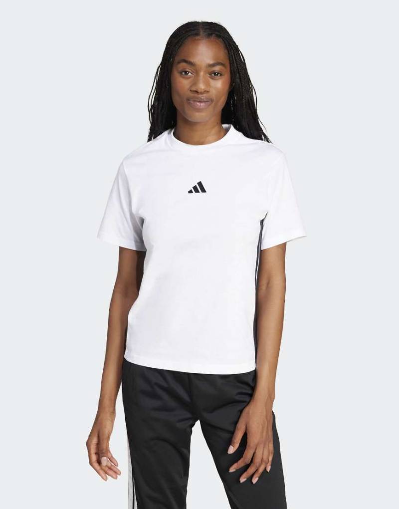 adidas performance - Essentials - Baumwoll-T-Shirt in Weiß / Schwarz mit den drei Streifen von adidas performance