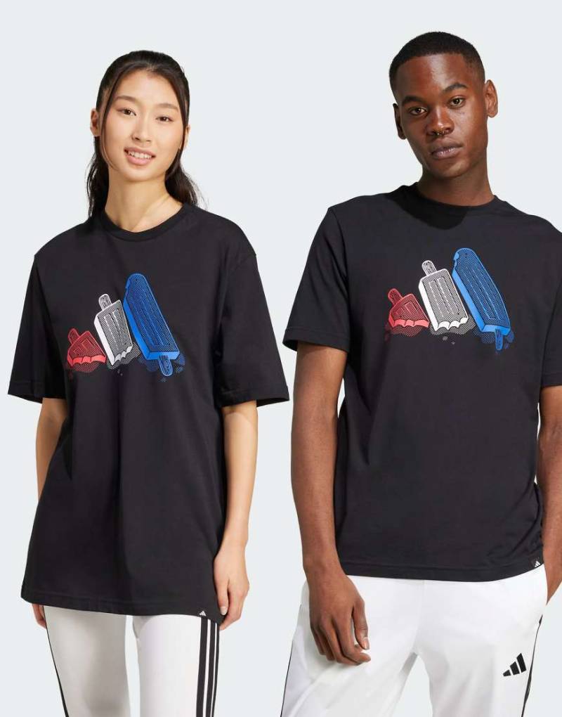 adidas performance - Lounge - T-Shirt in Schwarz mit Eis-Print von adidas performance