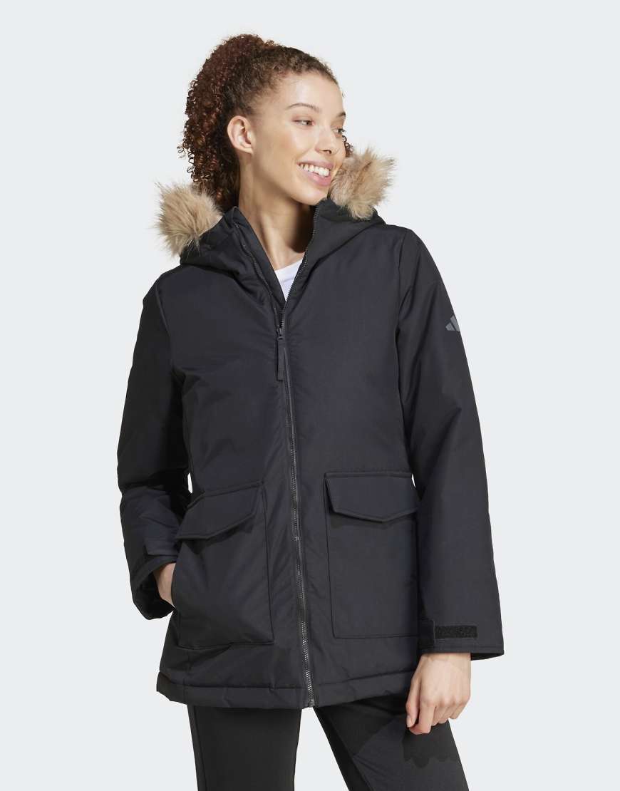 adidas performance - Paveric - Parka in Schwarz mit Kunstpelz von adidas performance