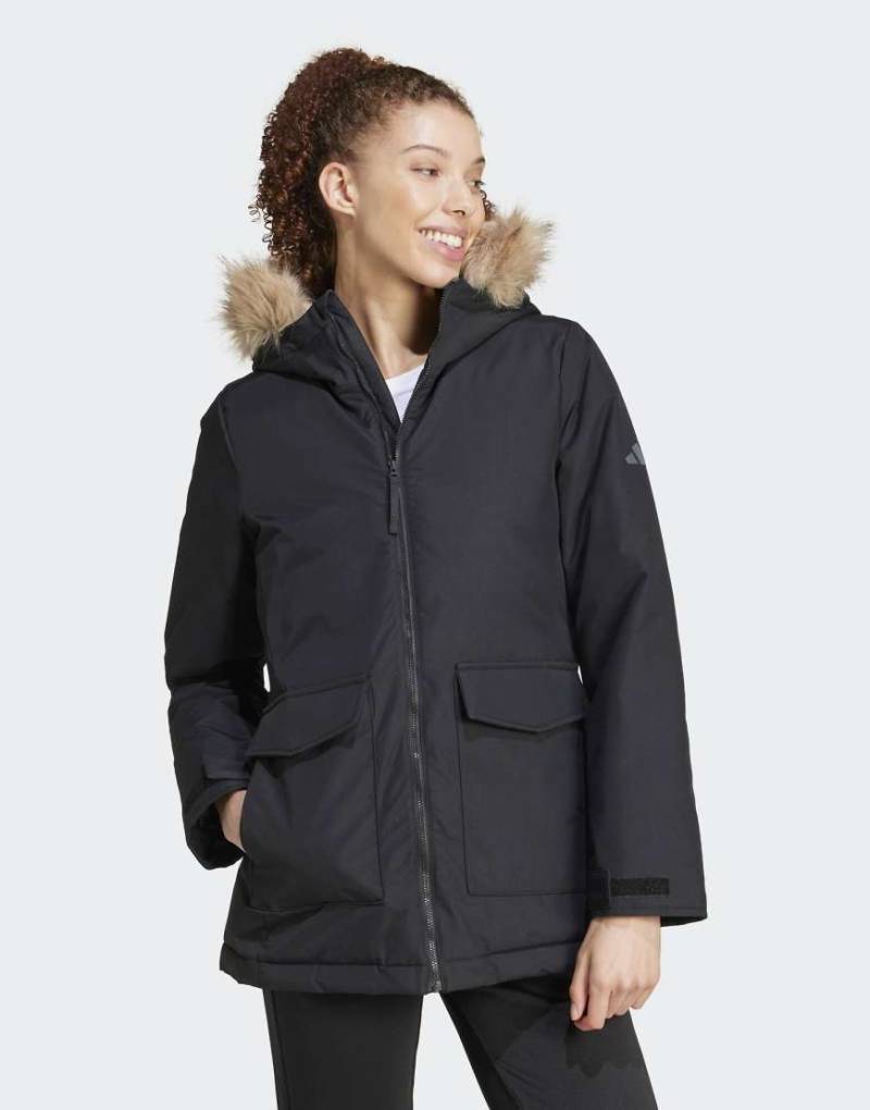 adidas performance - Paveric - Parka in Schwarz mit Kunstpelz von adidas performance