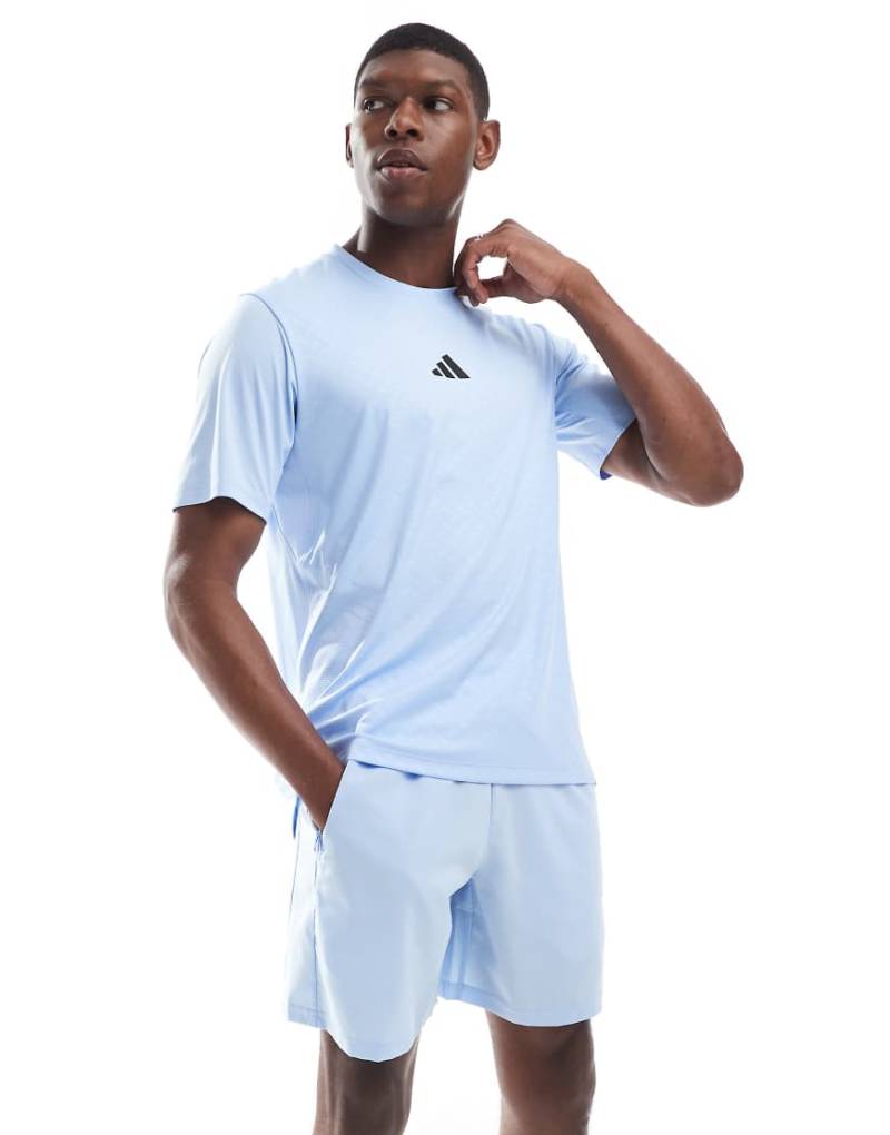 adidas Running - Power - T-Shirt in Glow Blue mit den 3 Streifen-Blau von adidas performance