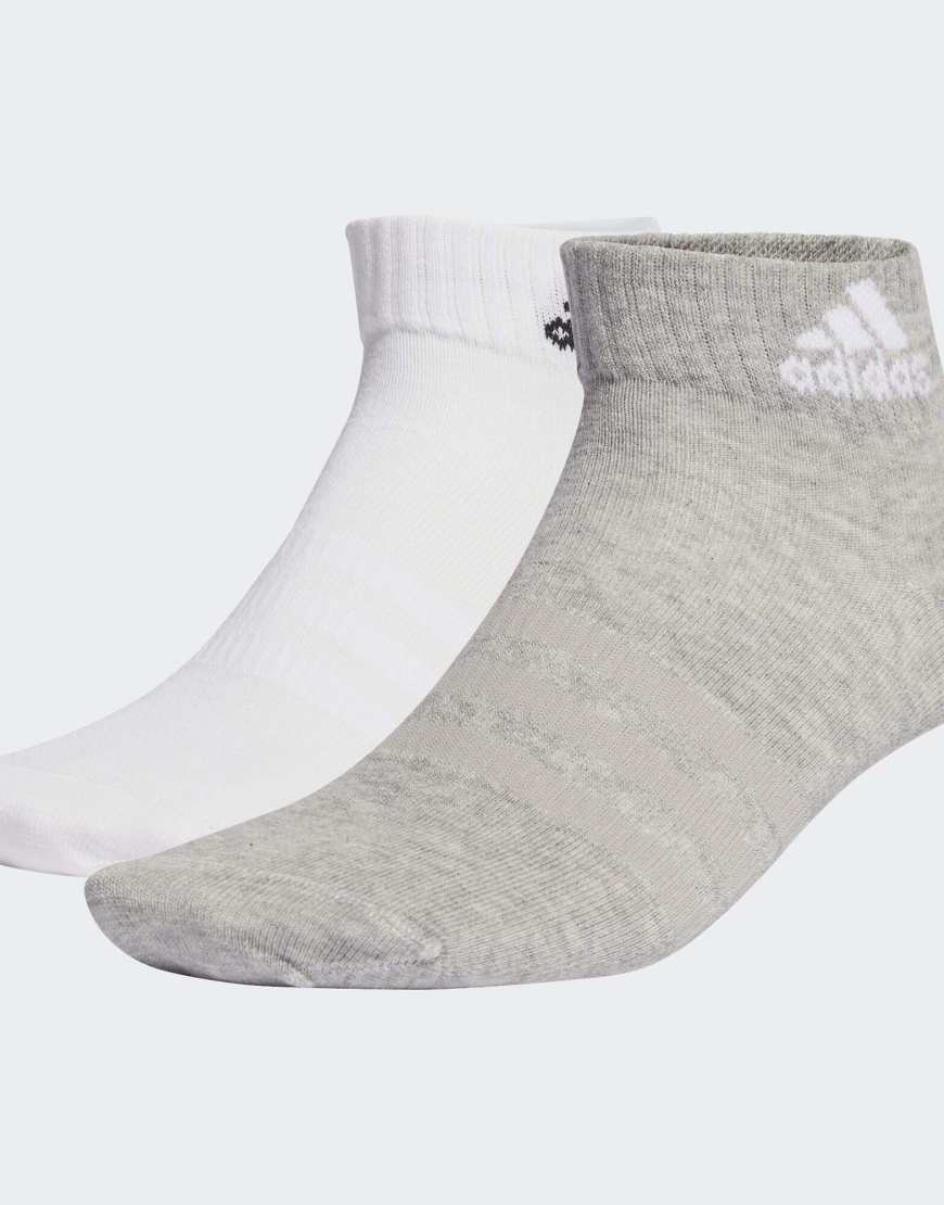 adidas performance - Sportswear - 6 Paar dünne, leichte Knöchelsocken in meliertem Mittelgrau / Weiß / von adidas performance