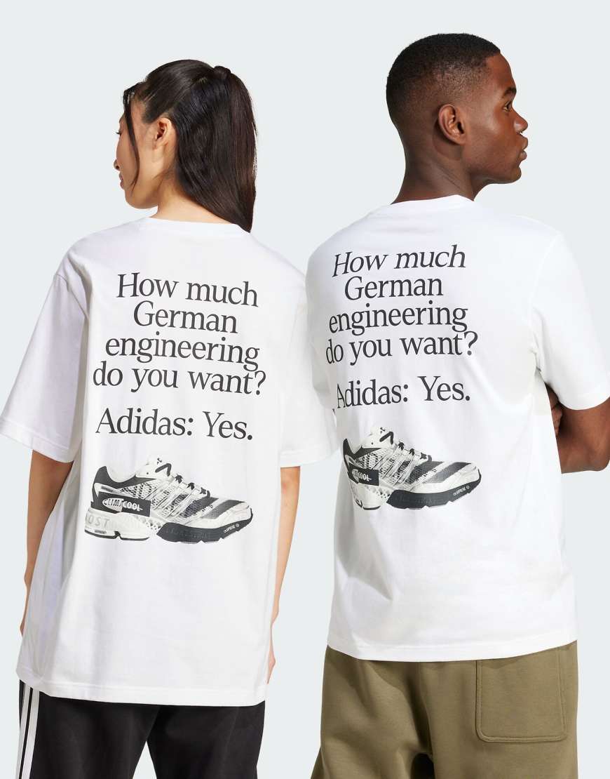 adidas performance - T-Shirt in Weiß mit „German engineering"-Print von adidas performance