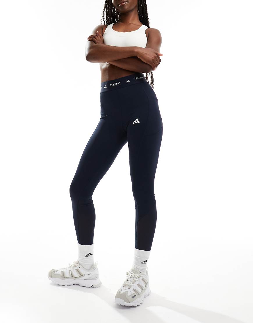 adidas Training - Techfit - Lang geschnittene Leggings in Blau mit Einstecktasche adidas Training - Techfit - Lang geschnittene Leggings in Blau mit Einstecktasche von adidas performance