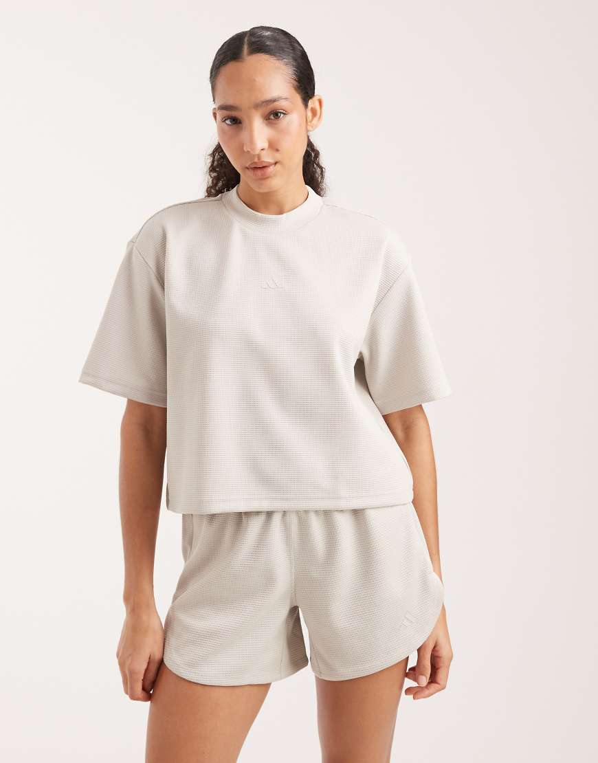 adidas performance - Yoga Motion - Waffel-T-Shirt in Beige-Neutral von adidas performance