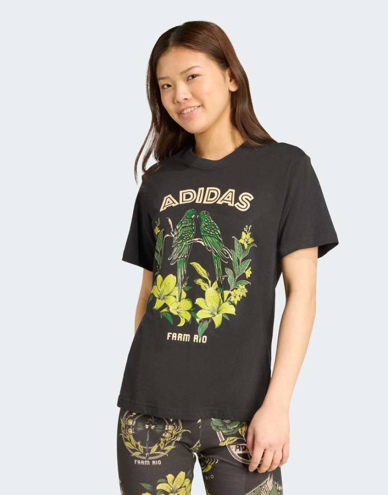 adidas performance - adidas x Farm - T-Shirt in Schwarz mit Grafik von adidas performance