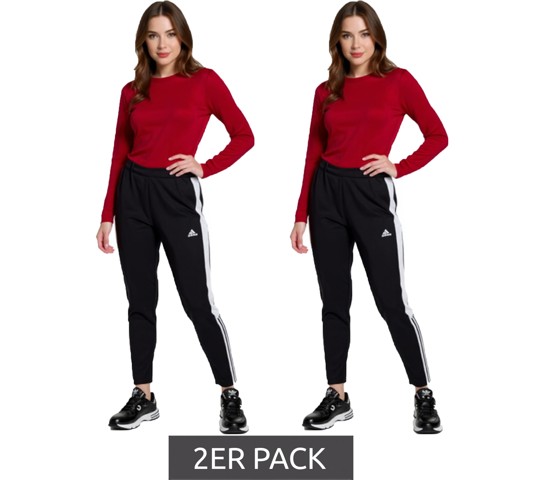 2er Sparpack adidas Tiro Damen Sport-Hose mit AEROREADY Technologie nachhaltige Jogger Trainings-Hose H59988 Schwarz/Weiß von adidas