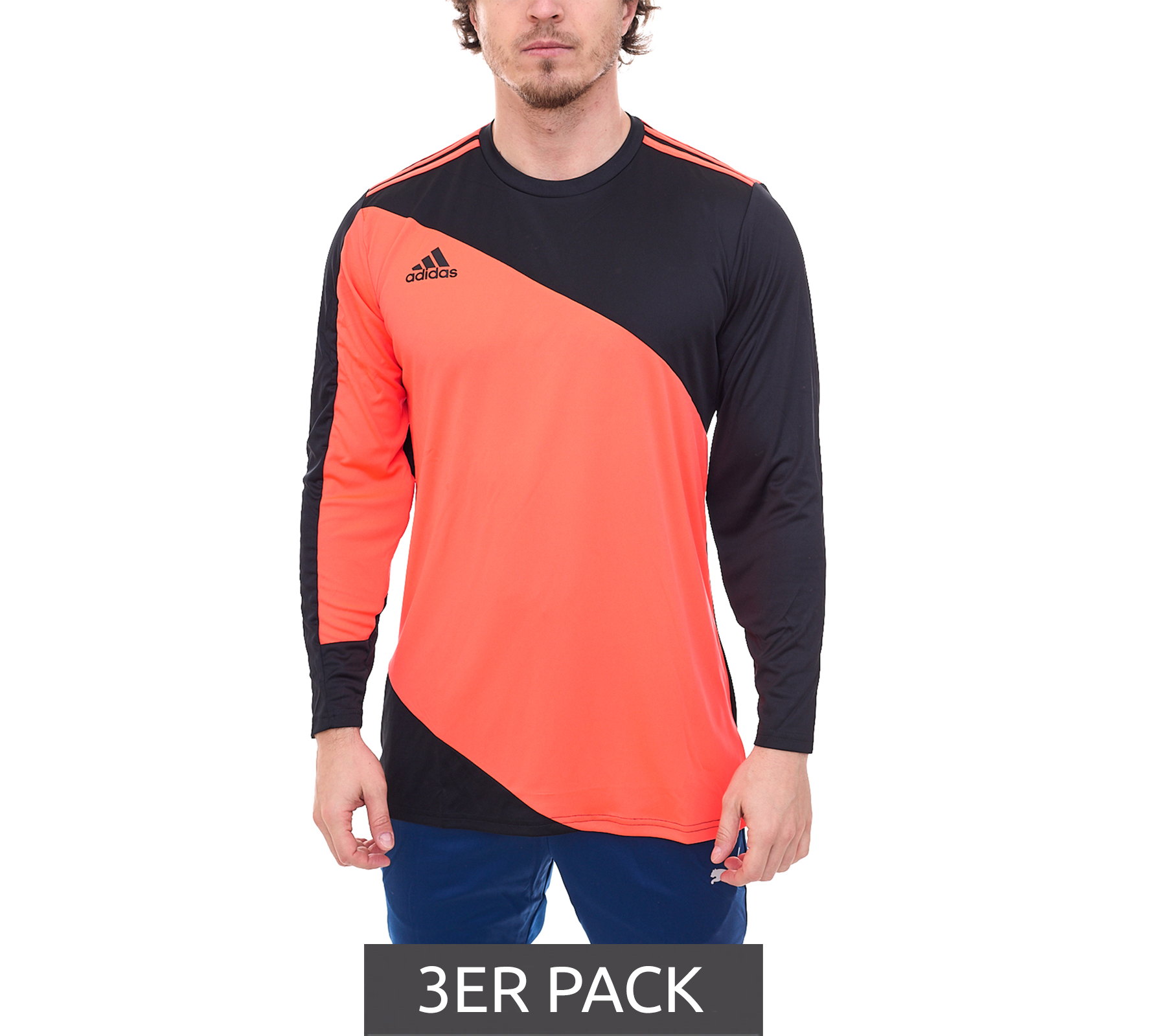 3er Pack adidas Torwarttrikot Squadra GK 21 Herren Langarm-Trikot Fußball mit Aeroready GK9805 Schwarz/Orange von adidas