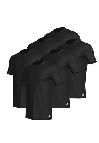 adidas Crew Neck T-Shirt Herren Unterhemd Rund Ausschnitt Baumwolle 6er Pack, Farbe:Black2, Bekleidungsgröße:XXL von adidas