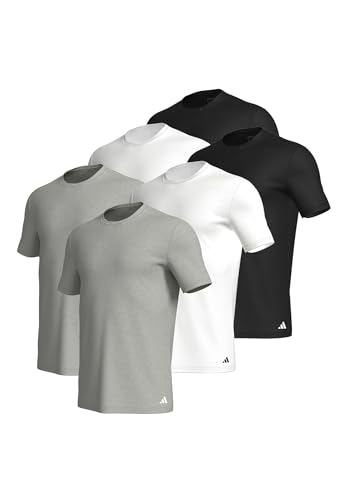 adidas Crew Neck T-Shirt Herren Unterhemd Rund Ausschnitt Baumwolle 6er Pack, Farbe:Multi, Bekleidungsgröße:XXL von adidas