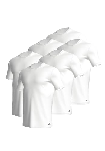 adidas Crew Neck T-Shirt Herren Unterhemd Rund Ausschnitt Baumwolle 6er Pack, Farbe:White2, Bekleidungsgröße:XXL von adidas