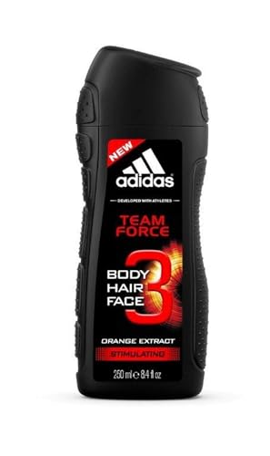 adidas Duschgel mit Duft 3 in 1 für Herren, Team Force – Energizing – Shampoo – Multi-Vorteile, 250 ml von adidas