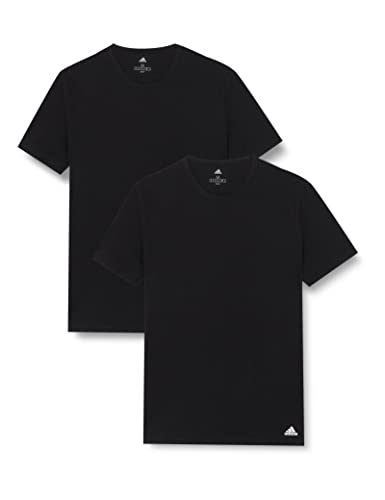 Adidas Herren kurzarm Unterhemd (2er Pack) rundhals Crew Neck T-Shirt (Gr. S - 3XL), Schwarz, L von adidas