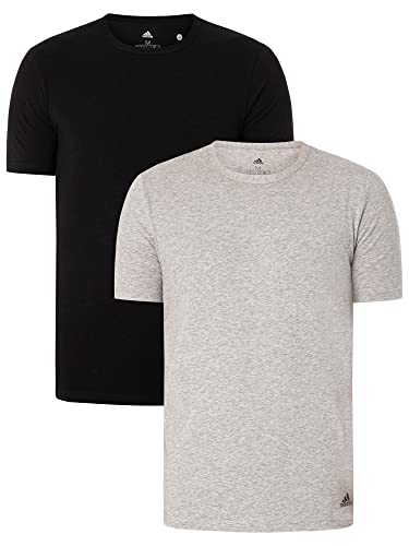 Adidas Herren kurzarm Unterhemd (2er Pack) rundhals Crew Neck T-Shirt (Gr. S - 3XL), Sortiert 2, L von adidas
