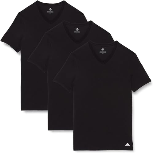 Adidas Herren kurzarm Unterhemd (3er Pack) V- Ausschnitt T- Shirt (Gr. S - 3XL) , Schwarz, XL von adidas
