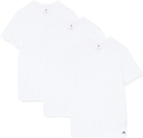 Adidas Herren kurzarm Unterhemd (3er Pack) V- Ausschnitt T- Shirt (Gr. S - 3XL) , Weiß, L von adidas