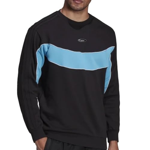 adidas Herren Q2 Crew Sweatshirt, Schwarz/Blau, Größe L, blau, L von adidas