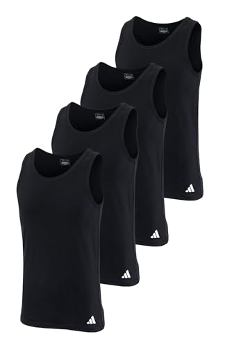 adidas Herren Unterhemd Tank Top Baumwolle Sportswear 4er Pack, Farbe:Black2, Bekleidungsgröße:XL von adidas