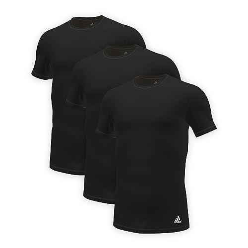 Adidas Herren kurzarm Unterhemd (3er Pack) rundhals Crew Neck T-Shirt (Gr. S - 3XL), Schwarz, M von adidas