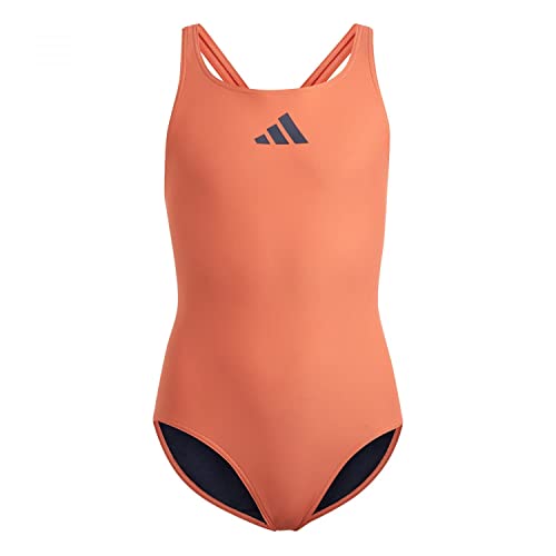 Adidas Mädchen 3 Bars Sol St Y Swimsuit, Coral Fusion/Shadow Navy, 7-8 Years von adidas