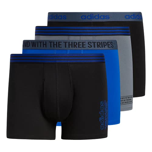 Adidas Men's Core Stretch Cotton Trunk Underwear (4-Pack), Black/Collegiate Royal Blue/Onix Grey, Large von adidas