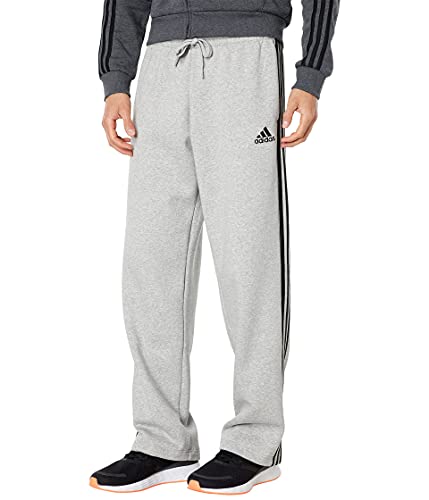 adidas Men's Standard Essentials Fleece Open Hem 3-Stripes Pants, Medium Grey Heather, Large von adidas