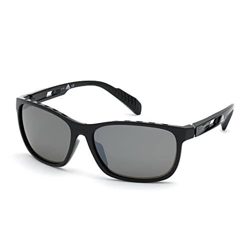 adidas Sport - Sonnenbrille für Herren SP0014 - Form quadratisch, Farbe glänzendes Schwarz, Gläsern farbe Rauch polarisiert, von adidas