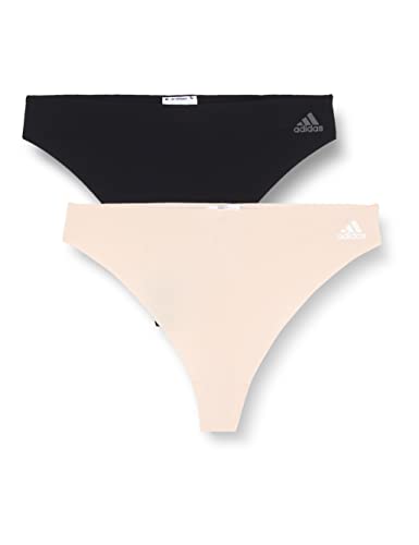 Adidas String Tanga Damen (2er Pack) Unterhosen (Gr. XS - XXL) - bequeme Unterwäsche, Mehrfarbig Rosa, L von adidas