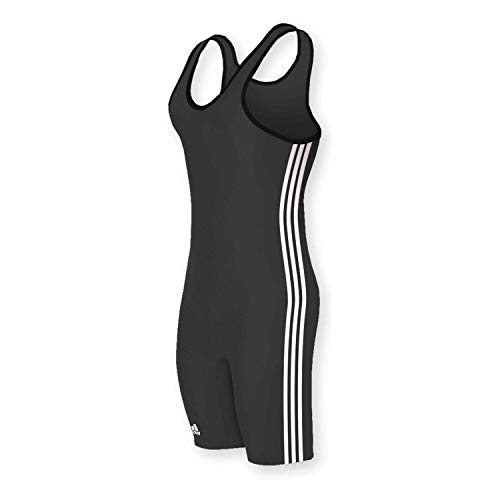 Adidas Wrestling 3 Stripes Singlet, Black/White, XS von adidas