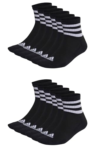 adidas 12 Paar C Sportswear MID 12p Mid Cut Socken Unisex Sportsocken, Farbe:Black, Socken & Strümpfe:43-45 von adidas