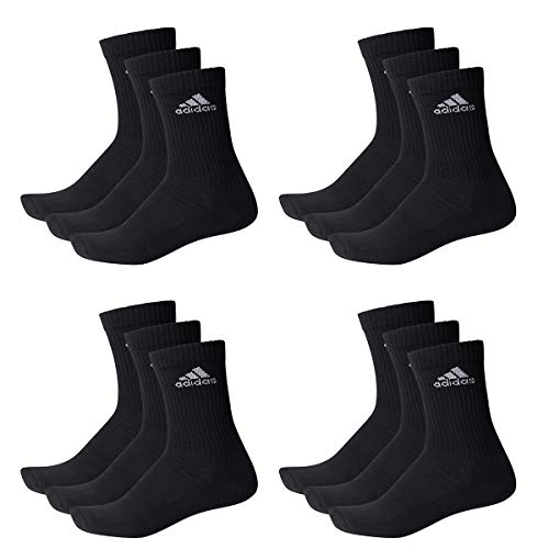 adidas CUSHIONED CREW Tennissocken Sportsocken Damen Herren Unisex 12 Paar, Farbe:Black, Socken & Strümpfe:46-48 von adidas