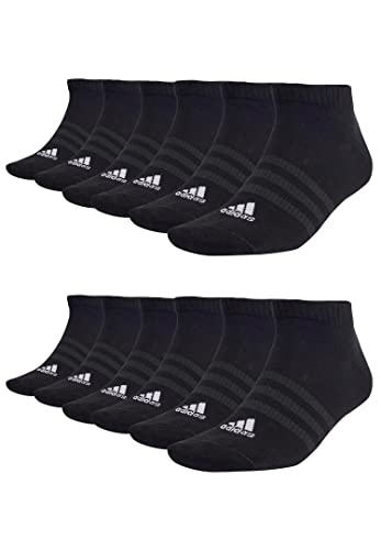 adidas 12 Paar Sportswear Low Cut Sneaker Socken Unisex Kurzsocke, Farbe:Black, Socken & Strümpfe:43-45 von adidas