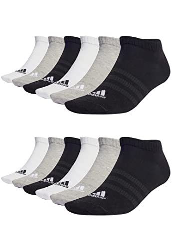 adidas 12 Paar Sportswear Low Cut Sneaker Socken Unisex Kurzsocke, Farbe:White/Grey Heather/Black, Socken & Strümpfe:37-39 von adidas