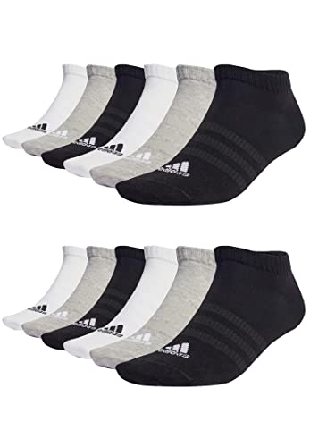 adidas 12 Paar Sportswear Low Cut Sneaker Socken Unisex Kurzsocke, Farbe:White/Grey Heather/Black, Socken & Strümpfe:40-42 von adidas