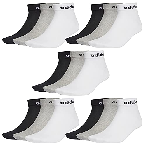 adidas NC Ankle Sneaker/Quarter Socken Unisex Kurzsocke Knöchellang 15 Paar, Farbe:schwarz - weiß - grau, Socken & Strümpfe:40-42 von adidas