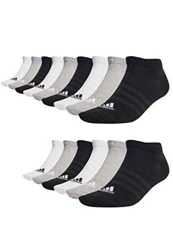 adidas 15 Paar Sportswear Low Cut Sneaker Socken Unisex Kurzsocke, Farbe:White/Grey Heather/Black, Socken & Strümpfe:43-45 von adidas