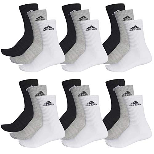 adidas CUSHIONED CREW Tennissocken Sportsocken Damen Herren Unisex 18 Paar, Farbe:032 - grey melange, Socken & Strümpfe:37-39 von adidas