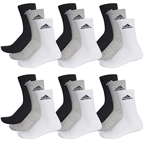 adidas CUSHIONED CREW Tennissocken Sportsocken Damen Herren Unisex 18 Paar, Farbe:032 - grey melange, Socken & Strümpfe:43-45 von adidas
